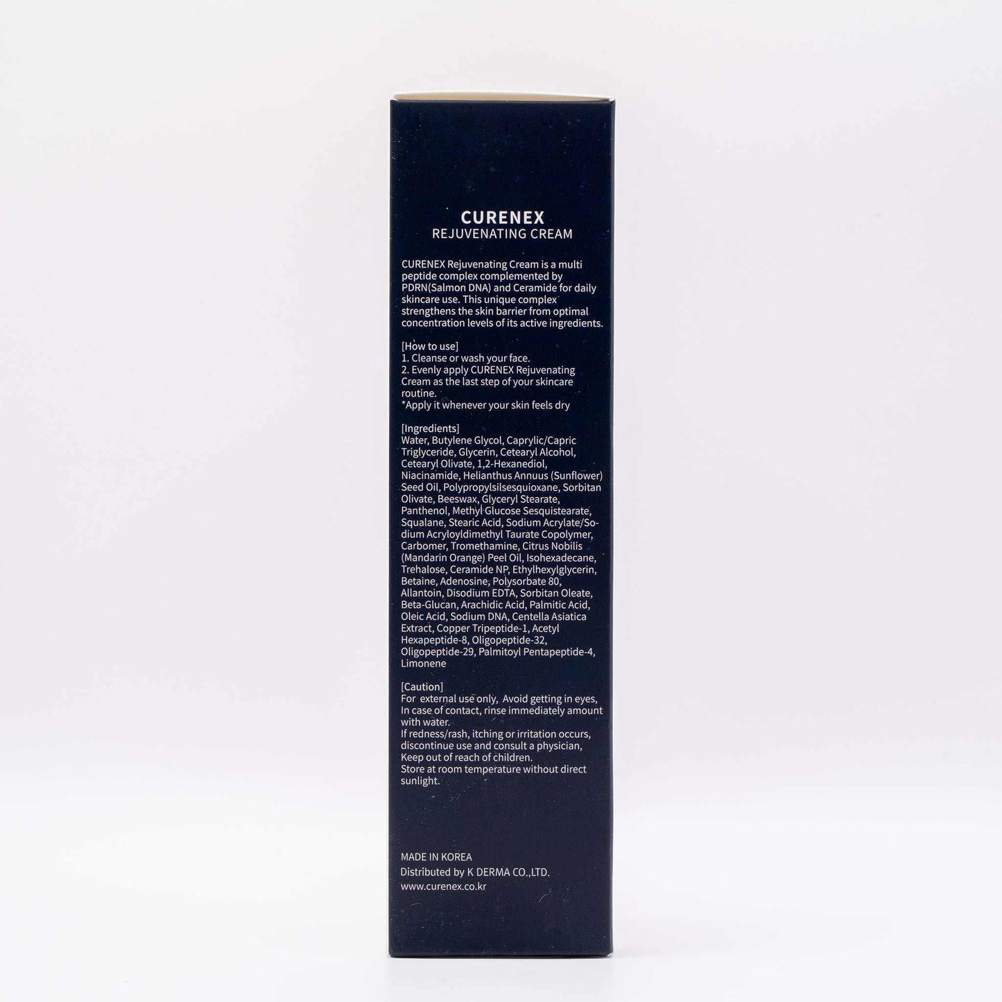 Curenex Salmon DNA Daily Rejuvenating Cream 120ml packaging showing product details and ingredients.
