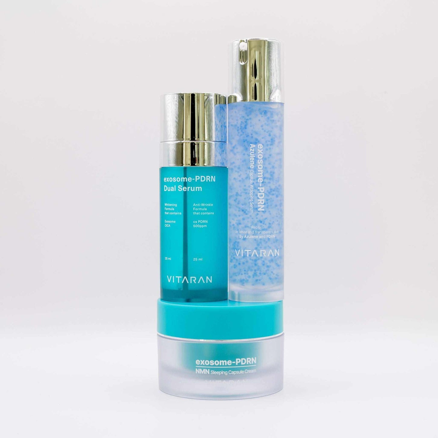 Vitaran three step daily salmon DNA exosomes skin healing serum and cream bundle