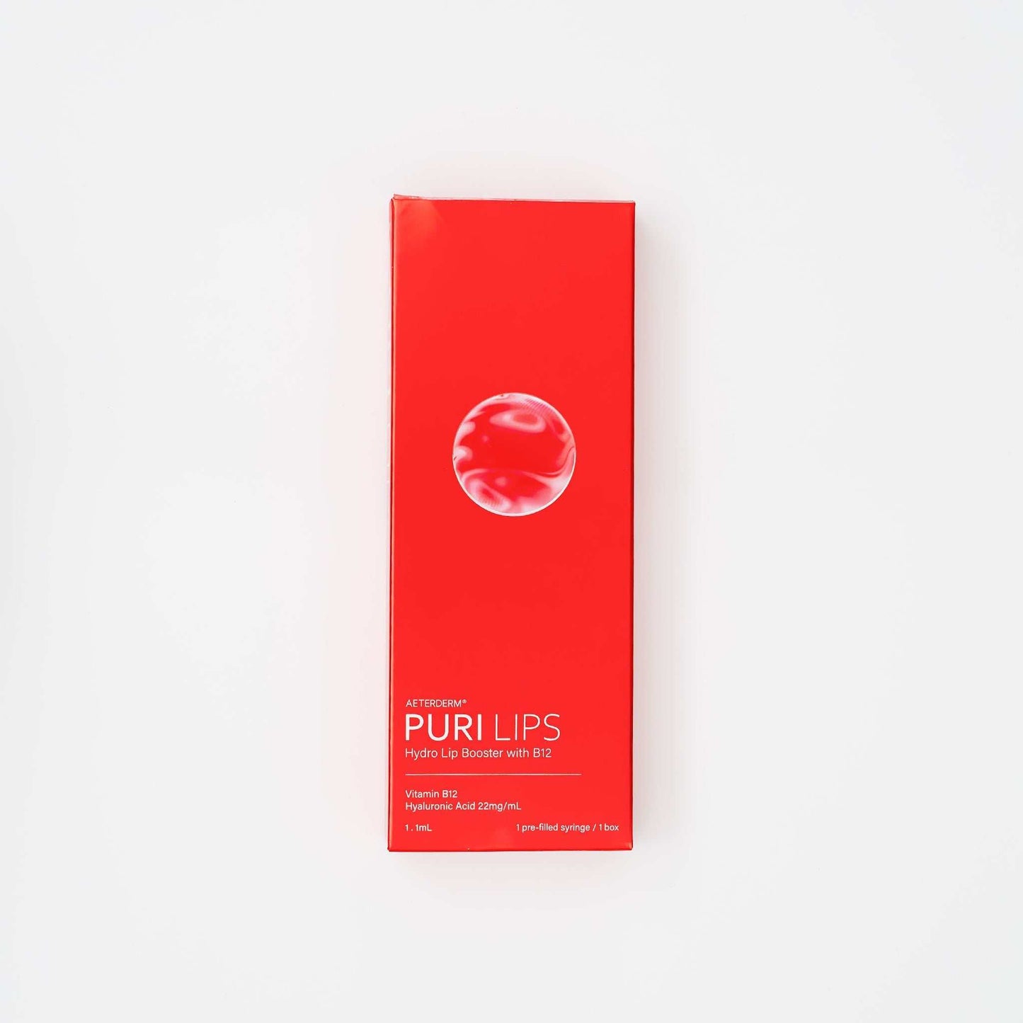 Puri Lips Hydro Lip Booster packaging with Vitamin B12 and hyaluronic acid for lip hydration and semi-permanent tint