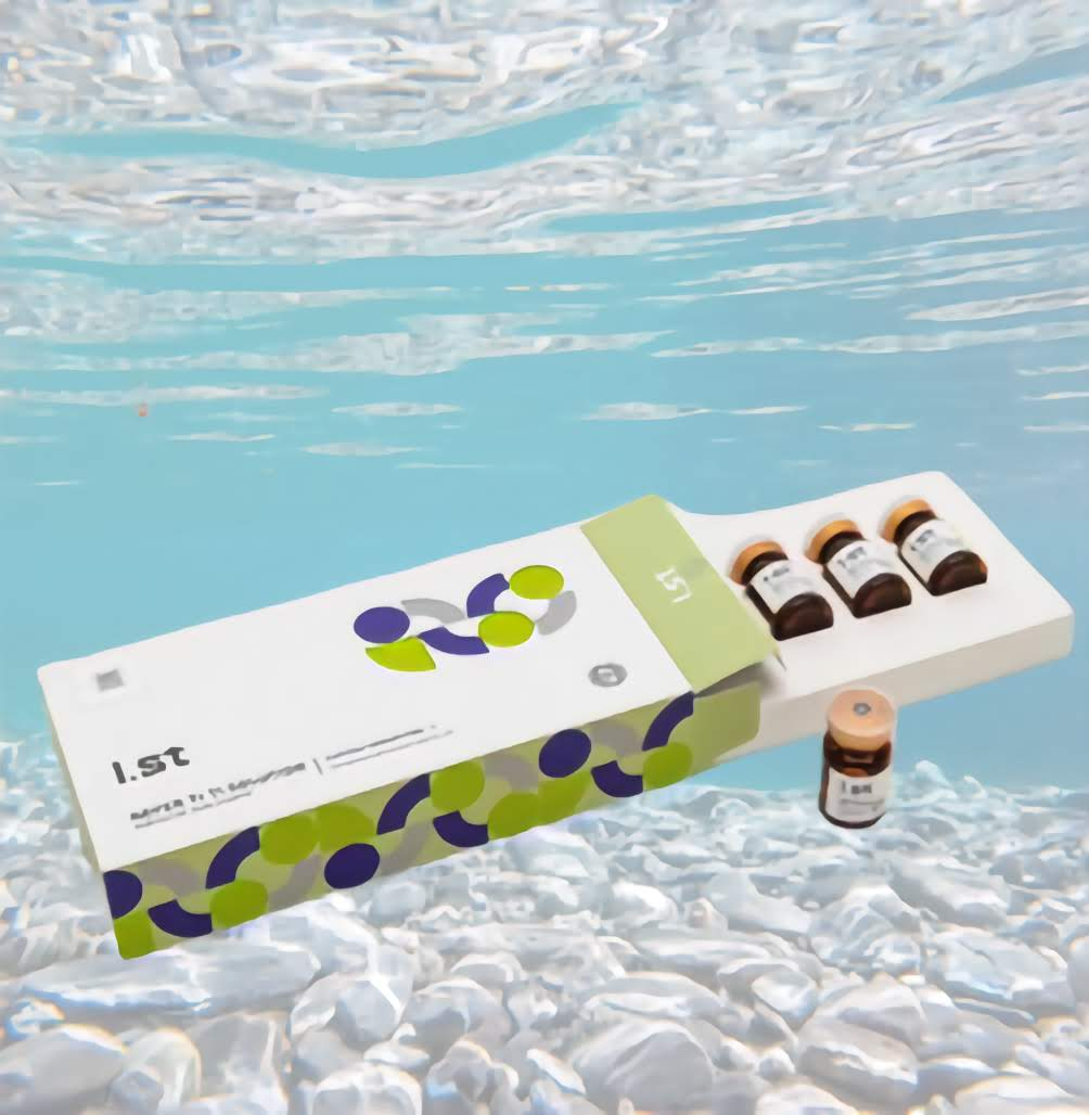 1.st NEFER TI TI Solution Skin Booster box with vials, ideal for professional skin rejuvenation and microneedling treatments.