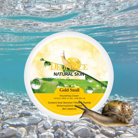 Gold Snail Muchin Moisturing Cream 100g with snail mucin and 24K gold for hydration and anti-aging.