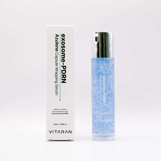 Vitaran exosome-PDRN serum bottle and packaging on a white background