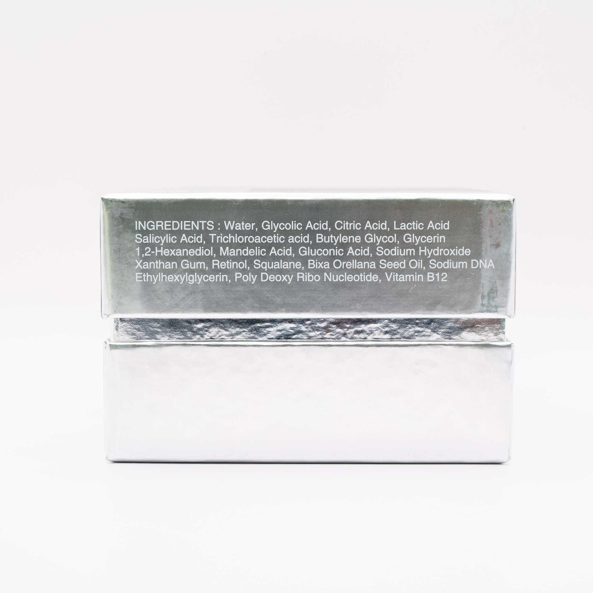 Soonsu Shining Peel with retinol, TCA, peptides in silver box packaging, advanced skin renewal and brightening formula