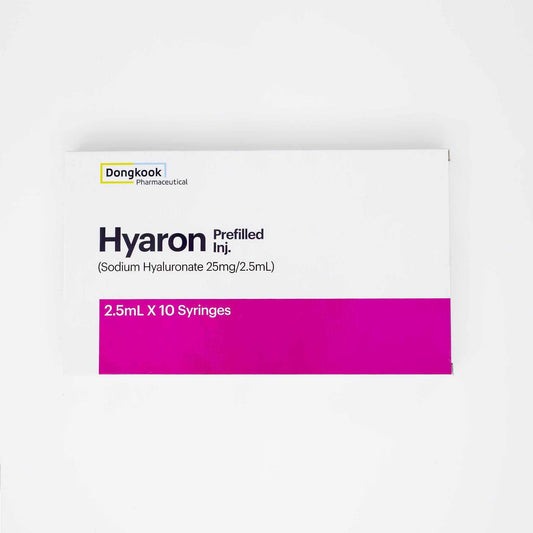 Hyaron Skin Booster box containing 10 prefilled 2.5ml syringes of sodium hyaluronate for microneedling and skin hydration